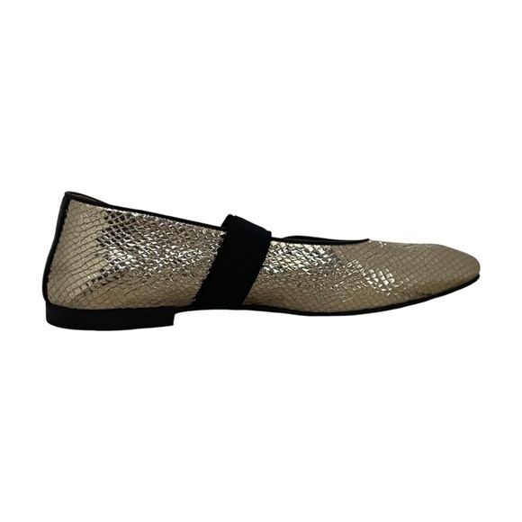 Wales Bonner Ballerina Buckle Flats EU 37 US 7 Lambskin Gold Snakeskin-Embossed - Picture 6 of 12